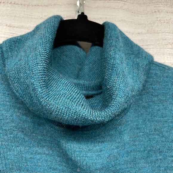 Talbots Teal Merino Wool Turtle Neck Sweater size M *Defect - Picture 3 of 7